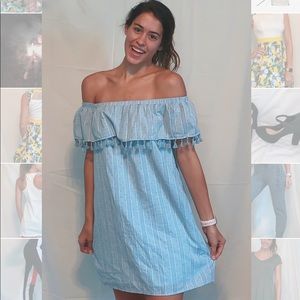Blue off the shoulder dress